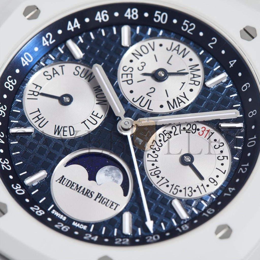AUDEMARS PIGUET ROYAL OAK WHITE CERAMIC PERPETUAL CALENDAR MOON PHASE 41MM WATCH 26579CB.OO.1225CB.01